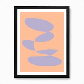Minimalist Contemporary Abstract Geometric Shapes in Peach and Lavender Art Print