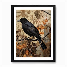 Dark And Moody Botanical Cowbird 2 Art Print