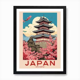 Gifu Castle, Visit Japan Vintage Travel Art 3 Art Print