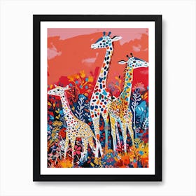 Geometric Abstract Giraffe Herd 3 Art Print