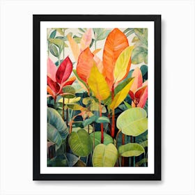 Tropical Plant Painting Rubber Tree Plant 3 Art Print
