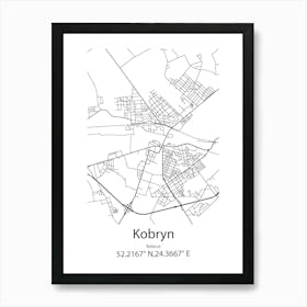 Kobryn,Belarus Minimalist Map Art Print