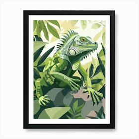 Green Iguana Modern Illustration 6 Art Print