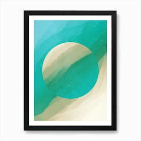 Minimal art abstract green and elegant wave watercolor painting Art Print