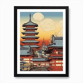 Asakusa Shrine, Japan Vintage Travel Art 1 Art Print