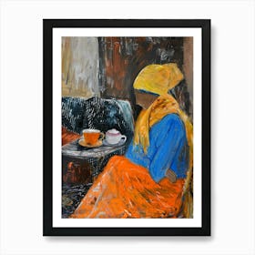 Woman With A Cup Of Tea Art Print