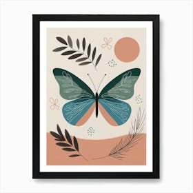 Boho Minimalist Butterfly Poster Art Print