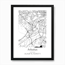 Arbutus,United States Minimalist Map Art Print