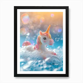 Toy Unicorn In The Bubble Bath Art Print