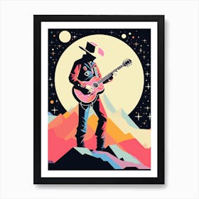 Cowboy playing Guitar Art Print