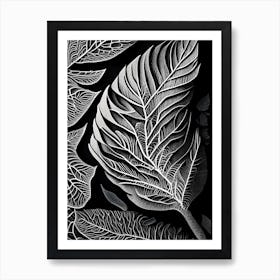 Sandalwood Leaf Linocut 1 Art Print