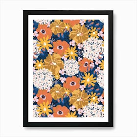 Shimmering Mixed Summer Floral Golden Hour Art Print