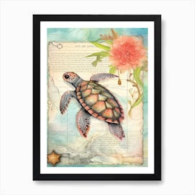 Beach House Sea Turtle  0 Art Print