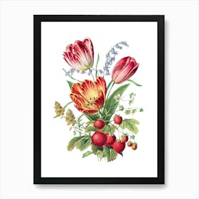 Tulips And Strawberries Art Print