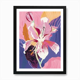 Colourful Flower Illustration Fuchsia 1 Art Print