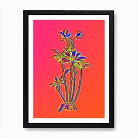 Neon Lily of the Incas Botanical in Hot Pink and Electric Blue Art Print