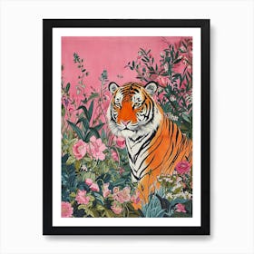 Floral Animal Painting Tiger 5 Art Print