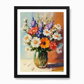 Oil Painting Of Spring Flowers In A Vase 2 Art Print