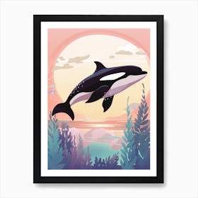 Orca Whale In The Moonlight Pastel Illustration 1 Art Print