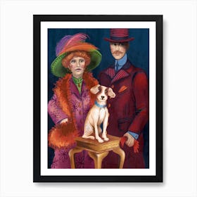 Vintage familyportrait with dog Art Print