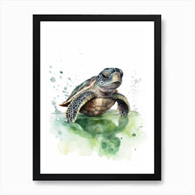 Baby Turtle Watercolour Nursery 4 Art Print