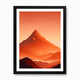 Misty Mountains Vertical Composition In Orange Tone 160 Art Print