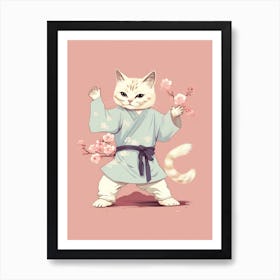 Kawaii Cat Drawings Tai Chi 4 Art Print