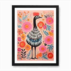 Pink Scandi Emu 4 Art Print