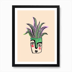 Oyster Plant In Painted Face Pot Art Print