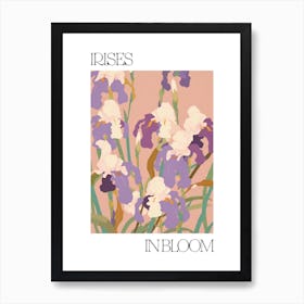 Irises In Bloom Flowers Bold Illustration 2 Art Print