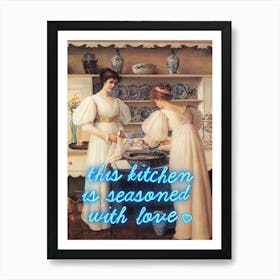 This kitchen is for dancing - Vintage altered art Art Print