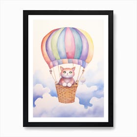Baby Cat 1 In A Hot Air Balloon Art Print