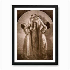 Three Witches Dancing - Antique Photograph by Helen Moller 1918 - Witchy Art Print Pagan Fairytale Vintage Cool Witch Gallery Wall Decor - Remastered HD Art Print