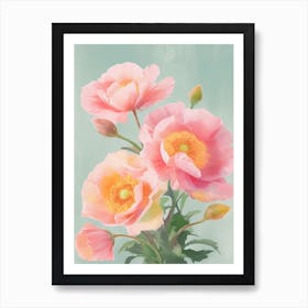 Roses Flowers Acrylic Painting In Pastel Colours 5 Art Print