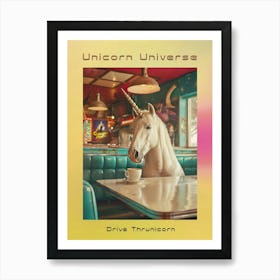 Unicorn In A Diner Retro Photo Inspired Poster Art Print