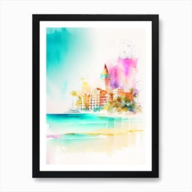 Cancun Mexico Watercolour Pastel Tropical Destination Art Print