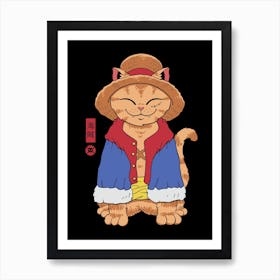 Straw Hat Cat Art Print