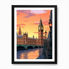 Big Ben And The House Of Parliament Pixel Art 3 Art Print