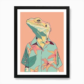 Lizard In A Floral Shirt Modern Colourful Abstract Illustration 6 Art Print