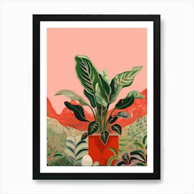 Boho Plant Painting Chinese Evergreen 3 Art Print