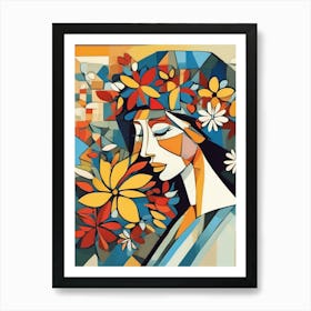 Abstract Of A Woman With Flowers 1 Art Print