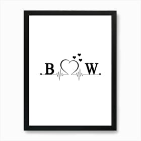 Personalized Couple Name Initial B And W Monogram Art Print