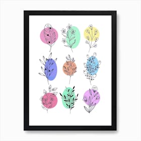 Hand Drawn Flowers Art Print