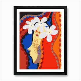 Woman With Flowers Art Print