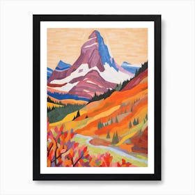 Mount Assiniboine Canada 1 Colourful Mountain Illustration Art Print