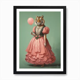 Tiger Illustrations Wearing A Ball Gown 2 Art Print