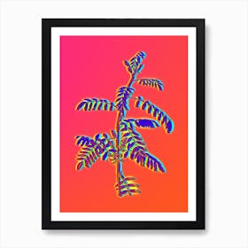 Neon Flowering Indigo Plant Botanical in Hot Pink and Electric Blue Art Print