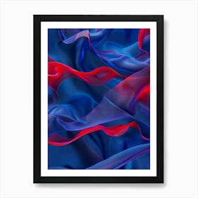 Abstract Blue And Red Fabric Art Print