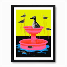 Abstract Vibrant Ducks In A Fountain Art Print