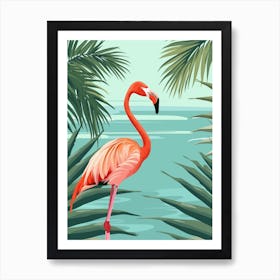 Greater Flamingo Renaissance Island Aruba Tropical Illustration 2 Art Print